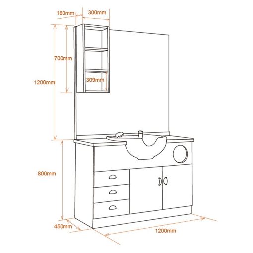 Barber tükör és fejmosó 001