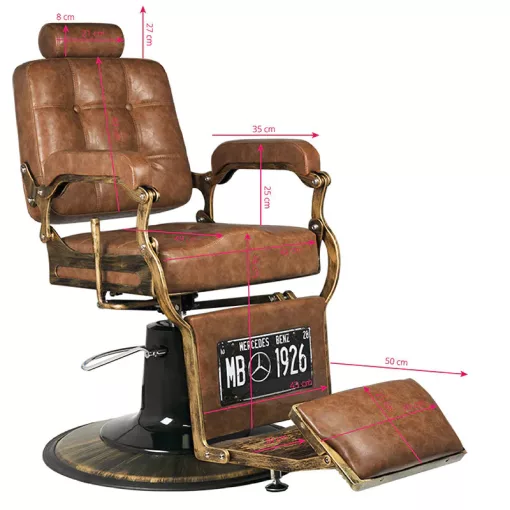 Barber Szék GGabbiano Boss Old Leather , világosbarna