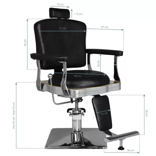 Barber Szék Hair System SM180 fekete