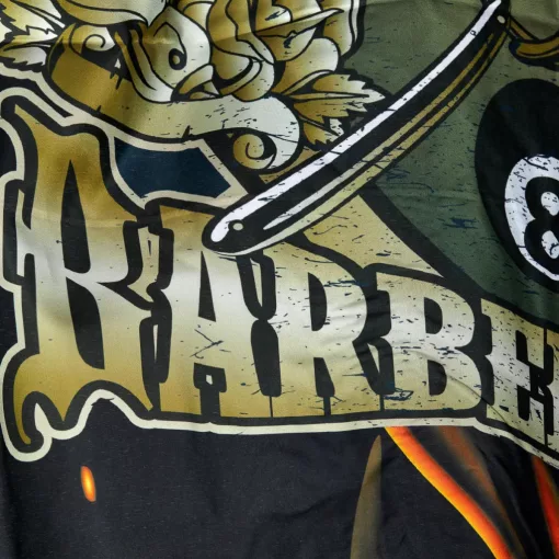 Hajvágó kendő AS Barber Gumis gallérral fekete piros fehér mintás J-455