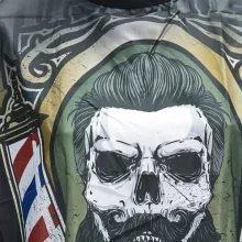 Hajvágó kendő AS Barber Gumis gallérral fekete piros fehér mintás J-455