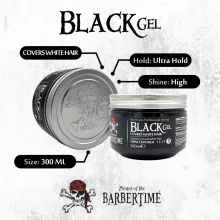 BARBERTIME Black Gel fekete hajzselé 300 ml