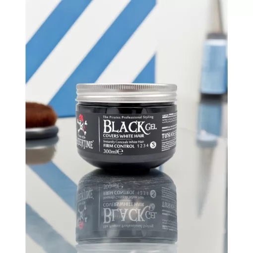 BARBERTIME Black Gel fekete hajzselé 300 ml