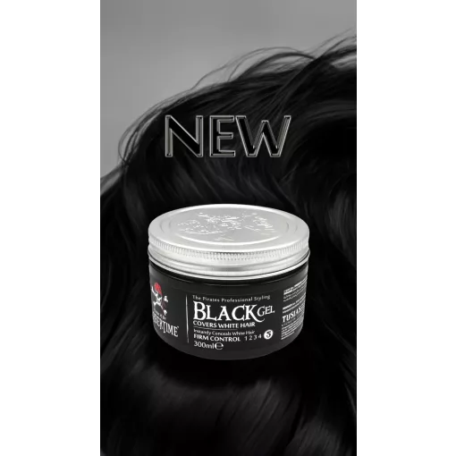 BARBERTIME Black Gel fekete hajzselé 300 ml