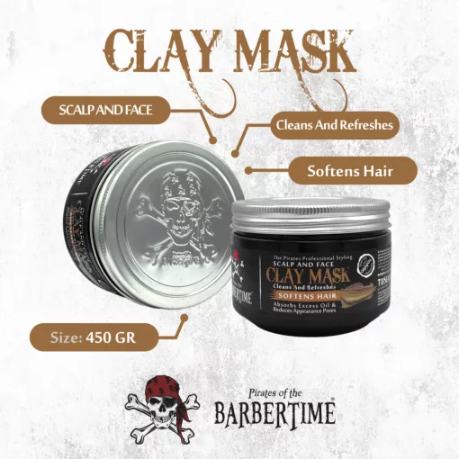 BARBERTIME Arc és fejbőr agyag maszk 300 ml