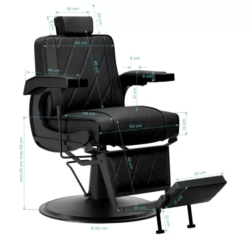 Barber szék Hair System BM88066 fekete - fekete