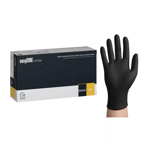 Gumikesztyű easyCARE Nitril -M- 100db Fekete