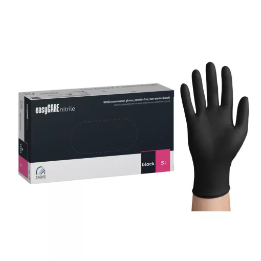 Gumikesztyű easyCARE Nitril -S- 100db Fekete