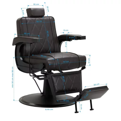 Barber szék Hair System BM88066 barna - fekete talp