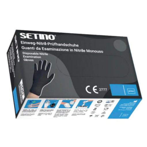 Gumikesztyű Setino Nitril -XS-100db Fekete
