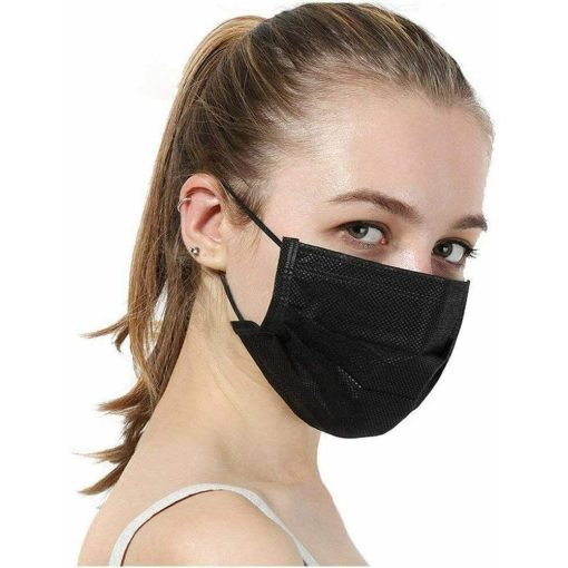 Arcmaszk 3 rétegű Fekete egyszerhasználatos 50 db / doboz-