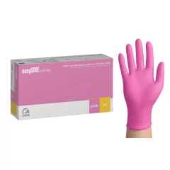 Gumikesztyű easyCARE -M-100 db Rózsaszín Nitril