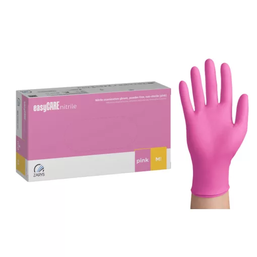 Gumikesztyű easyCARE -M-100 db Rózsaszín Nitril
