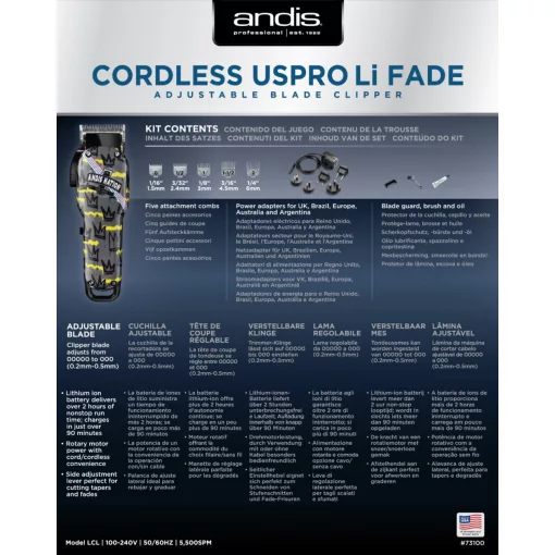 Andis Cordless USPro Li Fade New Nation hajvágó gép 73100