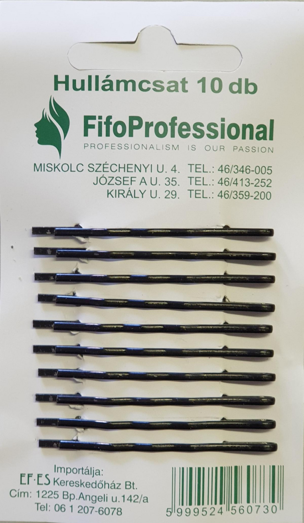 Hullámcsat FIFO fekete kicsi 10/lev.