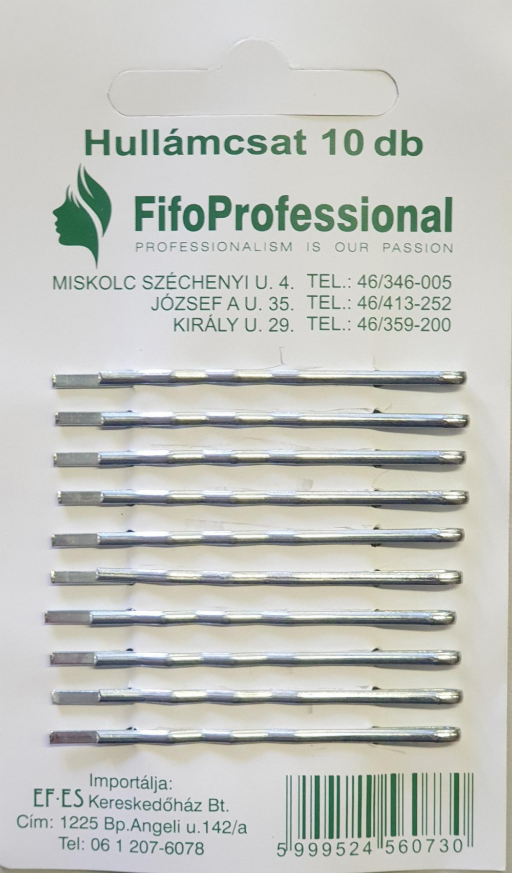 Hullámcsat FIFO ezüst gombos végű 10/lev.