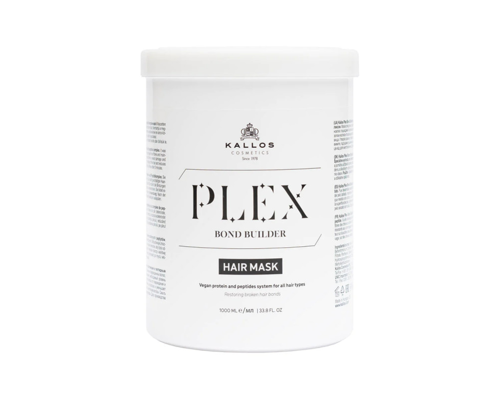 Kallos hajpakolás Plex Bond Builder növényi protein és Peptid komplex-szel 1000 ml