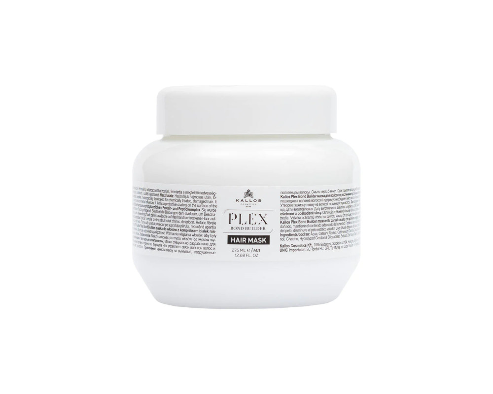 Kallos Plex Bond Builder hajpakolás növényi protein és Peptid komplex-szel 275 ml